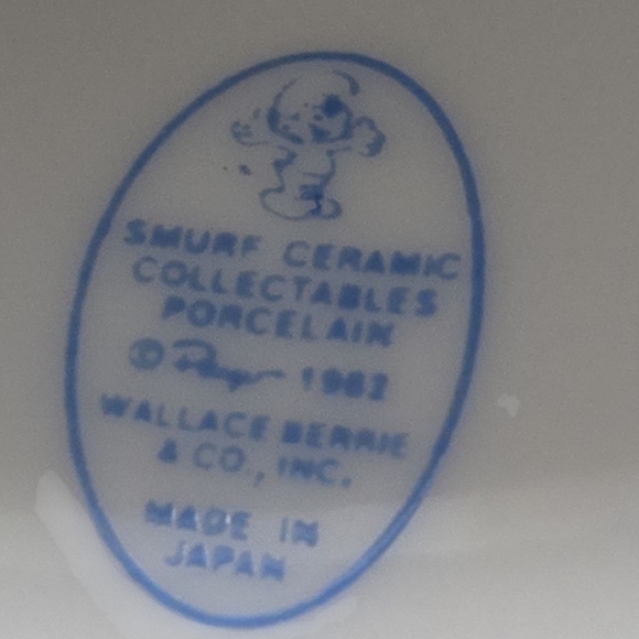 1982 VTG Porcelain Bell with Smurf Design By Wallace Berrie & Co. - Picture 7 of 7
